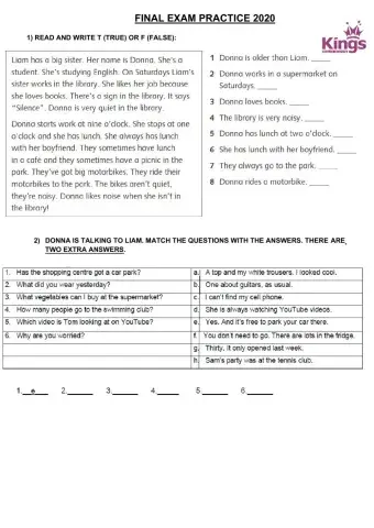 Teens 2 final test PRACTICE