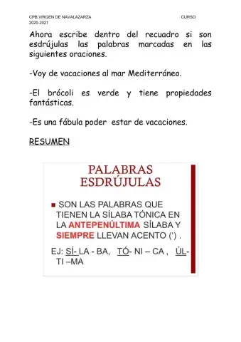 APRENDO LA ACENTUACIÓN PARTE III- ESDRÚJULAS