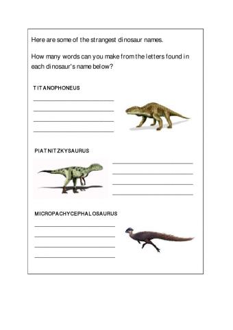 WORD FINDER - If You Happen to Have a Dinosaur