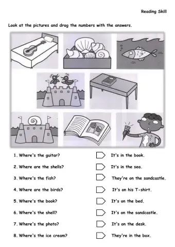 WB p109-Look at the pictures and drag the numbers with the answers.