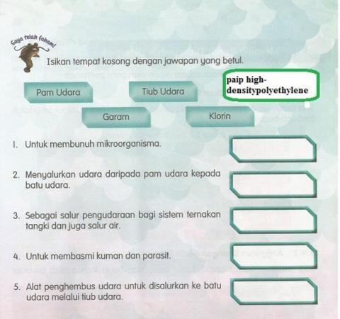 bahan dan peralatan untuk penyediaan tangki ternakan air