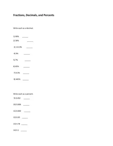 Decimal Fractions and Perents