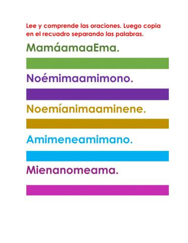 Lectura de oraciones Fonema M-N