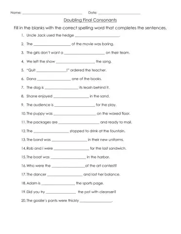 Doubling Final Consonants