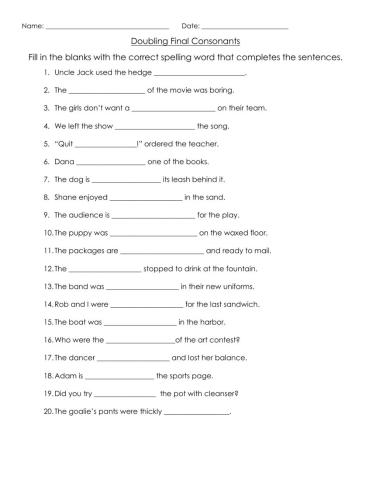 Doubling Final Consonants