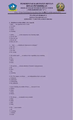 Ulangan harian 2 bhs. inggris kls 4