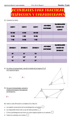 Ejercitación triángulos y paralelogramos