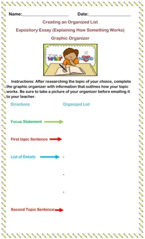 Expository Writing Graphic Organizer