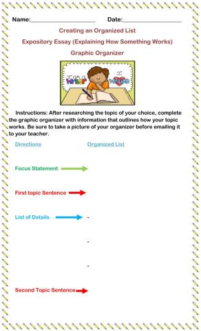 Expository Writing Graphic Organizer