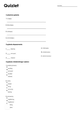 Adjectives ending -ing, -ed