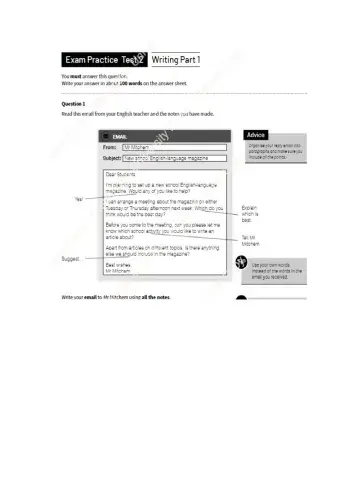 Special Assignment Writing PET part 1