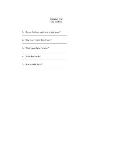 Speaking practice about yourself