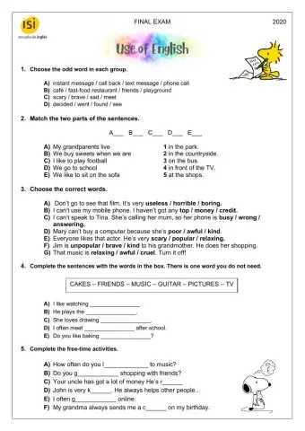 Final Test - Kids 4-Pre-adolescents 3 - Use of English