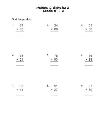 Multiply 2 digits by 2 -2