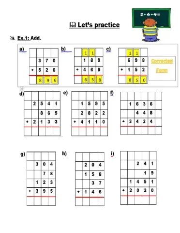 Addition in vertcal Form booklet p. 2