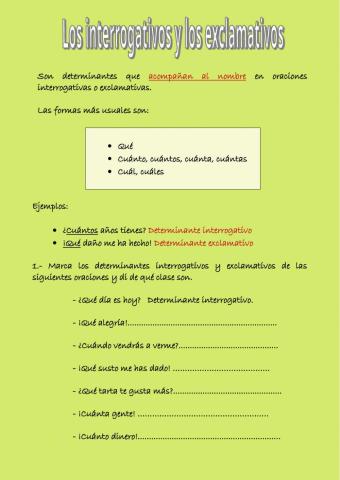 Determinantes interrogativos y exclamativos
