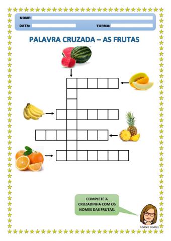 Palavra Cruzada: As Frutas