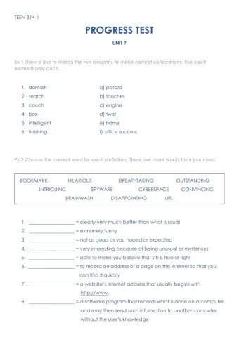 Teen b1+ II - PROGRESS TEST - Module 7 (pioneer b1+)