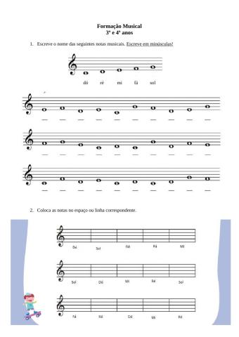 As notas musicais e elementos musicais