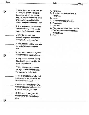 Virginia Studies VS5.1 Matching