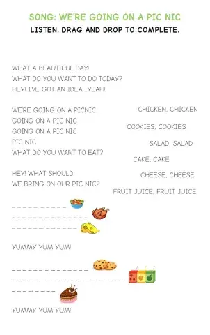 Song: We're going on a pic nic