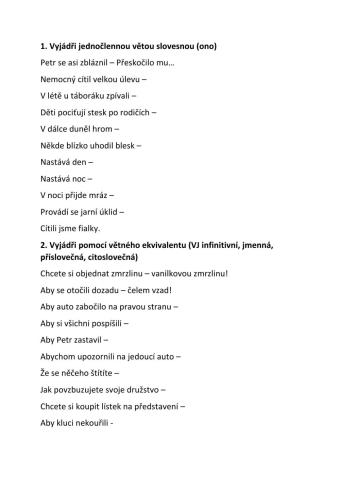 jednočlenné věty 4