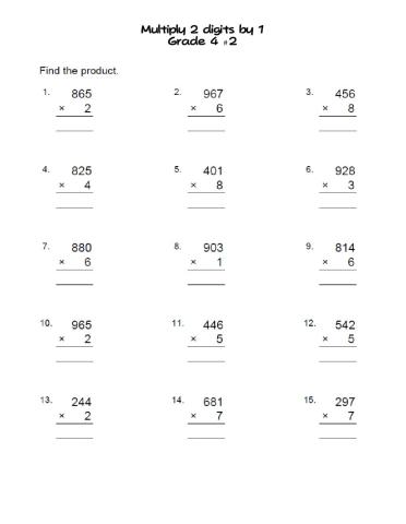 Multiply 3 digits by 1 -2