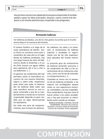 Comprensión lectora: ballenas jorobadas.