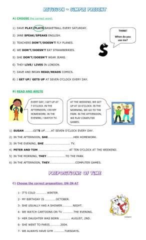 Present Simple and Prepositions