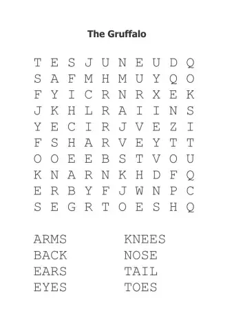 Gruffalo wordsearch