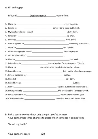 Modals Fill and Guess game