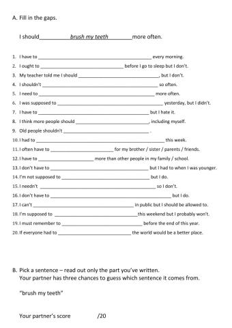 Modals Fill and Guess game