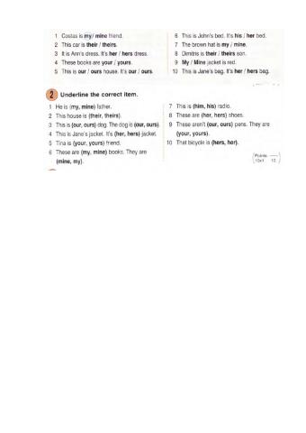 Possessive adjectives - pronouns