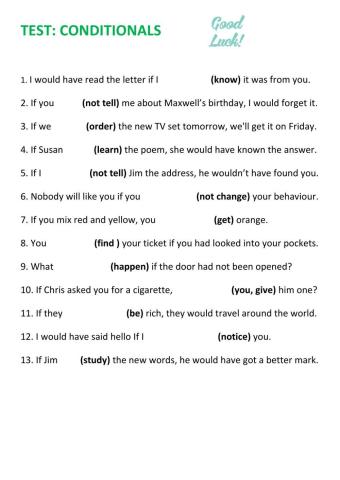 All Conditionals test