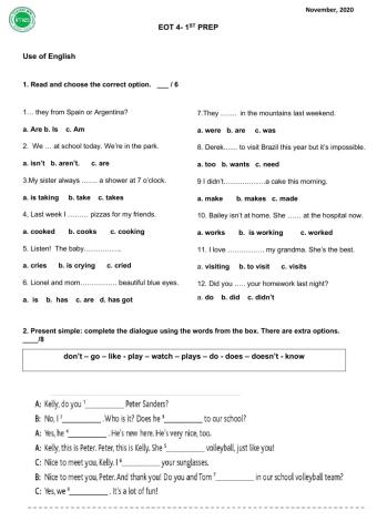 EOT 4- 1st Prep Use of English