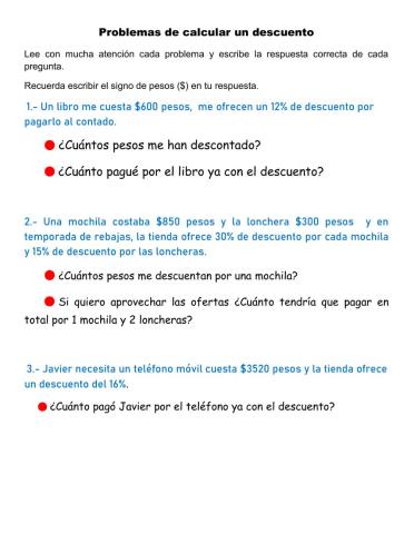 Cálculo de un descuento