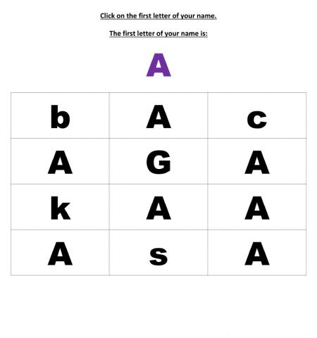 Aaliyah - Identify the first letter of your name