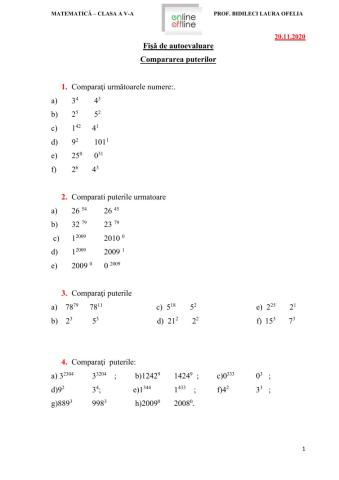 Compararea puterilor-autoevaluare