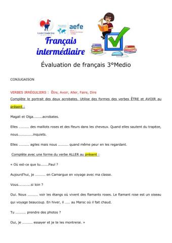 Contrôle de français 3Medio