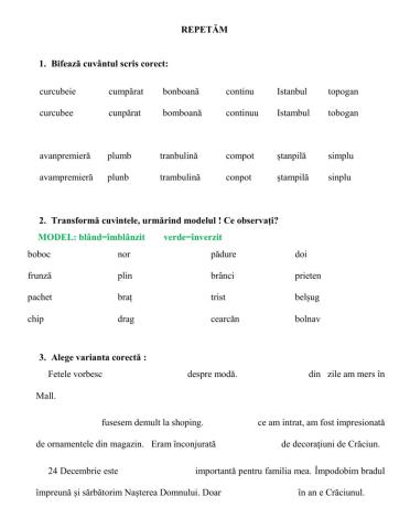 Exerciții de scriere