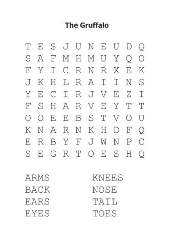 Gruffalo wordsearch