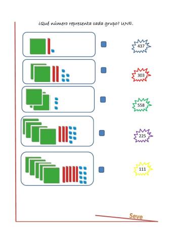 Une los bloques con su cantidad 1