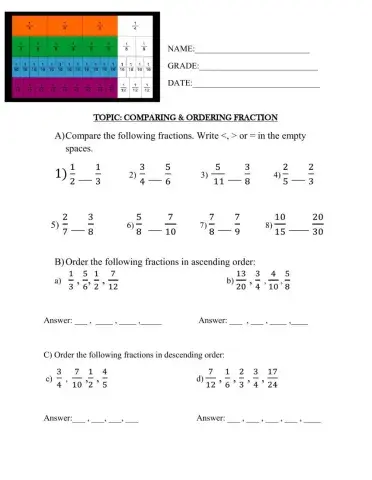 Comparing & Ordering Fractions