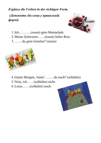 Verben (essen, schlafen)