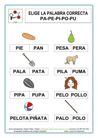 Elige la palabra correcta.pa pe pi po pu mayùsculas
