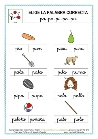 Elige la palabra correcta.pa pe pi po pu minúsculas