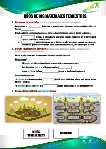 Yacimientos y uso de rocas y minerales