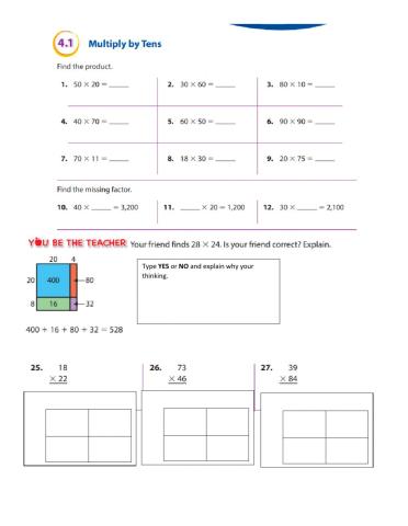 Multiplication by 10s and Box Method
