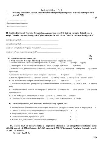 Evaluare sumativă populația