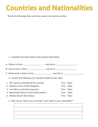 Countries and Nationalities